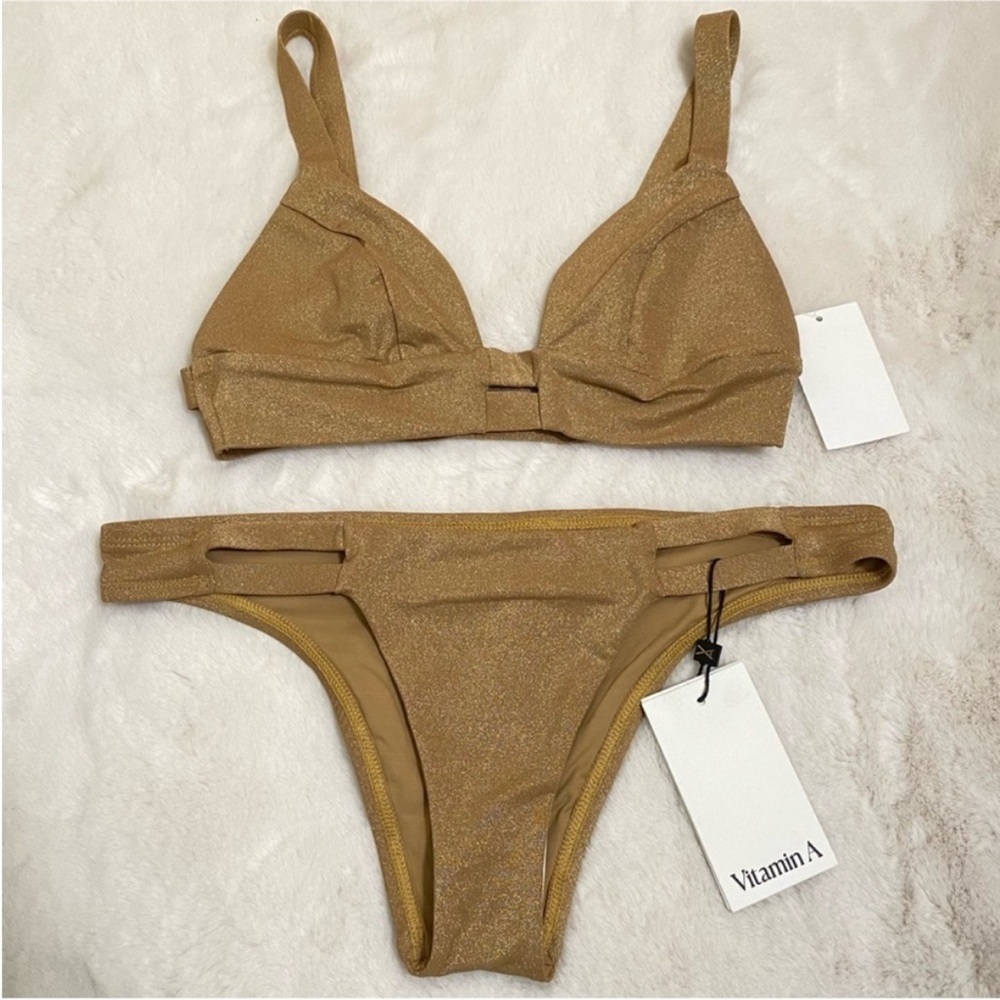 Vitamin A Gold Shimmer Bikini Set - Picture 2 of 3